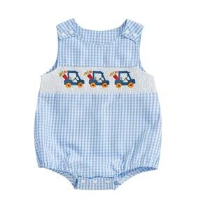 New Gingham Baby Boy “Golf” Romper 3-6 months